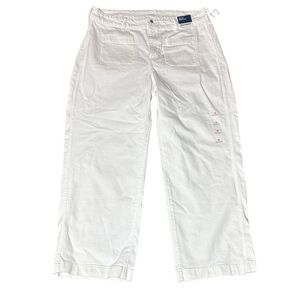 Old navy women’s extra high rise sky hi wide leg pants white new patch pockets18